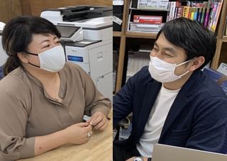 インタビューに応じた春名剛生さん(フジテレビ)と坪井理紗さん(エポックル)